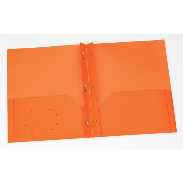 Oxford Letter Pocket Folder - 8 1/2" (215.90 mm) x 11" (279.40 mm) - 135 Sheet Capacity - 3 x Prong Fastener(s) - 2 Internal Pocket(s) - Orange - 1 Each