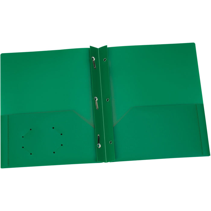 Oxford Letter Pocket Folder - 8 1/2" (215.90 mm) x 11" (279.40 mm) - 135 Sheets Capacity - 3 x Prong Fastener - 2 Internal Pocket - Green - Tear Resistant, Moisture Resistant, Durable - 1 Each