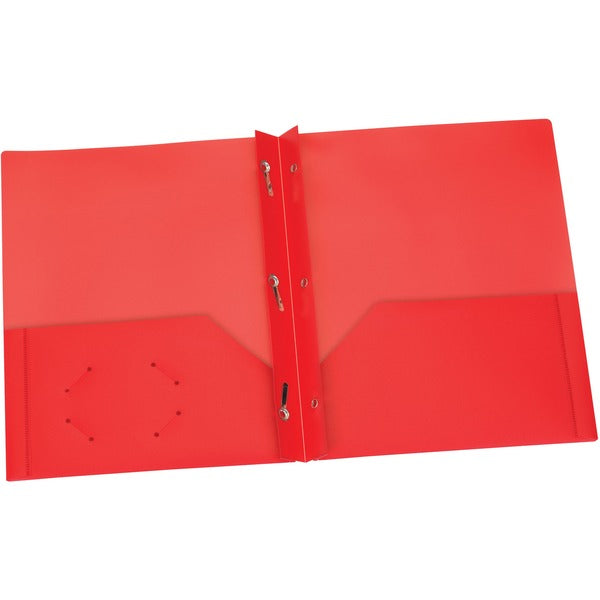 Oxford Letter Portfolio - 8 1/2" (215.90 mm) x 11" (279.40 mm) - 135 Sheets Capacity - 3 x Prong Fastener - 2 Pocket - Red - 1 Each
