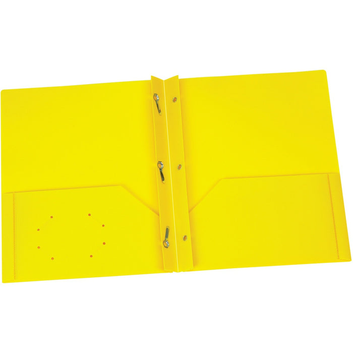 Oxford Letter Pocket Folder - 8 1/2" (215.90 mm) x 11" (279.40 mm) - 135 Sheets Capacity - 3 x Prong Fastener - 2 Internal Pocket - Yellow - 1 Each
