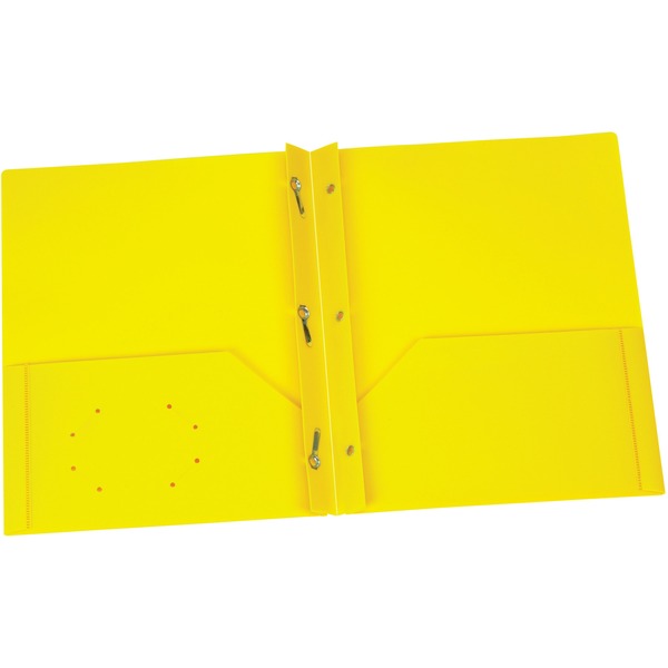 Oxford Letter Pocket Folder - 8 1/2" (215.90 mm) x 11" (279.40 mm) - 135 Sheets Capacity - 3 x Prong Fastener - 2 Internal Pocket - Yellow - 1 Each