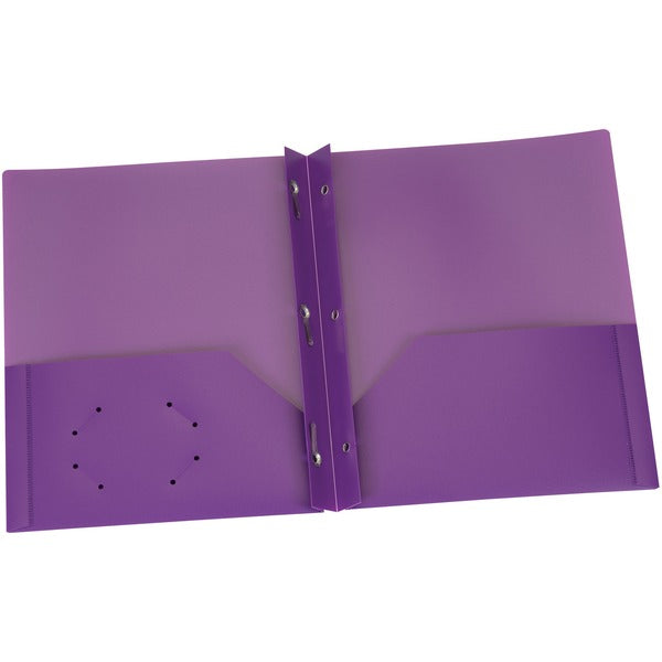 Oxford Letter Pocket Folder - 8 1/2" x 11" - 135 Sheet Capacity - 3 x Prong Fastener(s) - 2 Internal Pocket(s) - Purple - 1 Each