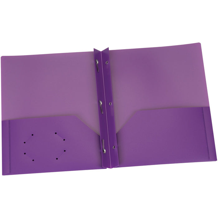 Oxford Letter Pocket Folder - 8 1/2" (215.90 mm) x 11" (279.40 mm) - 135 Sheets Capacity - 3 x Prong Fastener(s) - 2 Internal Pocket(s) - Purple - 1 Each