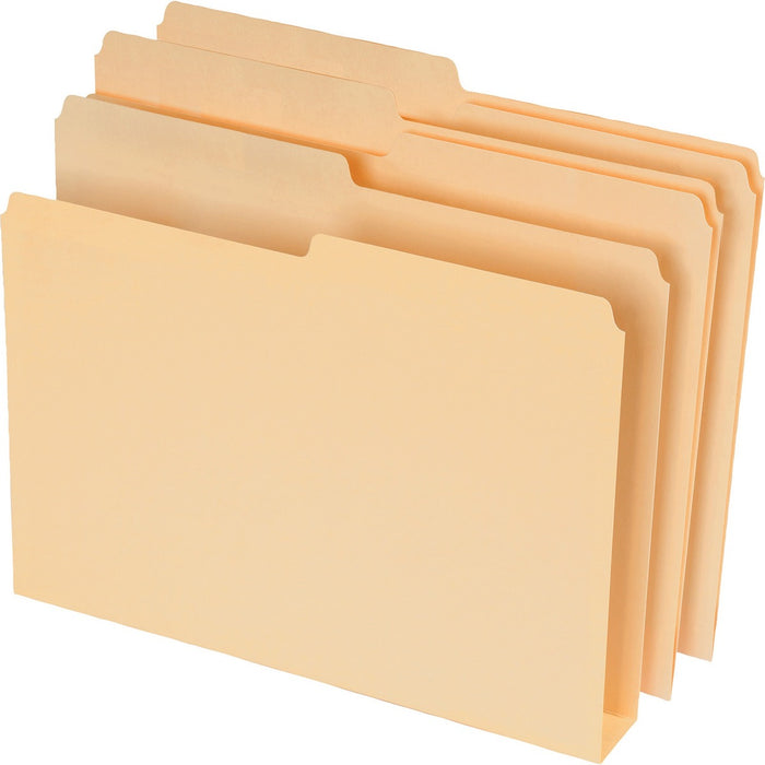 Pendaflex Double Stuff 1/2 Tab Cut End Tab File Folder - 400 Sheets Capacity - 1 1/2" (38.10 mm) Expansion - Top Tab Location - Assorted Tab Position - Manila - 24 / Pack