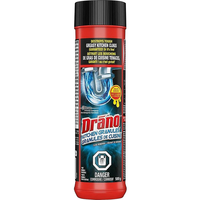 Drano Professional Strength Crystals - For Kitchen - 1.10 lb (500 g) - Recommended For: Grease Remover, Clog Remover - 1 Each