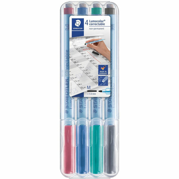 Lumocolor correctable 305 Non-permanent Dry Erase Pen - Refillable - Black, Blue, Green, Red Ink - Water Based - Polypropylene Barrel - Writing - 1 / Set