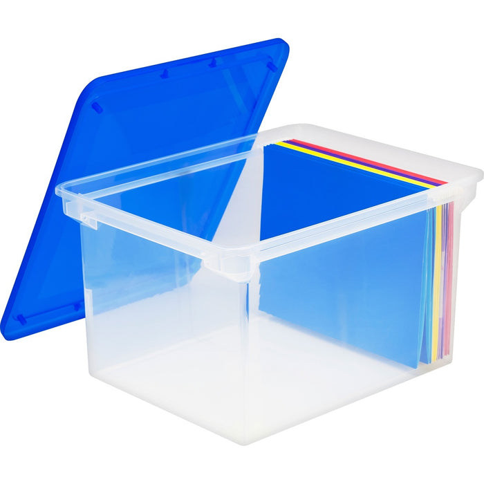 Storex Storage File Tote - External Dimensions: 18.3" (465.76 mm) Length x 13.9" (353.36 mm) Width x 10.6" (268.20 mm) Height - 35 lb (15875.73 g) - 35.02 L - 3500 x Sheet, 3000 x Legal Paper - Snap-tight Closure - Heavy Duty - Stackable - Polymer - Clear
