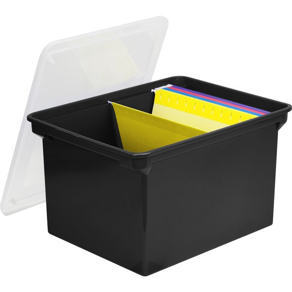 Storex Storage File Tote - External Dimensions: 18.3" (465.76 mm) Length x 13.9" (353.36 mm) Width x 10.6" (268.20 mm) Height - 35 lb (15875.73 g) - 35.02 L - 3000 x Legal Paper, 3500 x Sheet - Snap-tight Closure - Heavy Duty - Stackable - Polymer - Clear