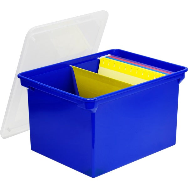 Storex Storage File Tote - External Dimensions: 14.5" (368.30 mm) Width x 19.5" (495.30 mm) Depth x 11.5" (292.10 mm) Height - 35 lb (15875.73 g) - 35.02 L - 3500 x Sheet - Snap-tight Closure - Stackable - Plastic - Clear, Blue - For Letter, File, Folder