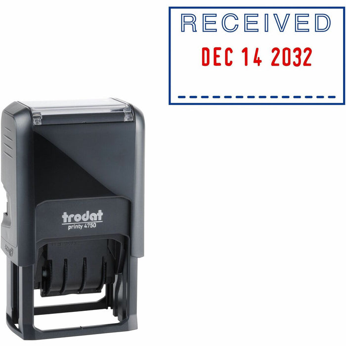 Trodat RECEIVED Text Window Self-inking Dater - RECEIVED - Blue, Red - 1 Each