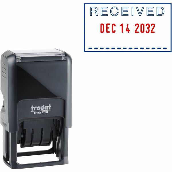 Trodat RECEIVED Text Window Self-inking Dater - RECEIVED - Blue, Red - 1 Each