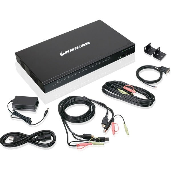 IOGEAR 16-Port USB HDMI KVM Switch with Audio (TAA Compliant) - 16 Computer(s) - 1 Local User(s) - 1920 x 1200 - 20 x USB - 17 x HDMI - 1U - Rack-mountable