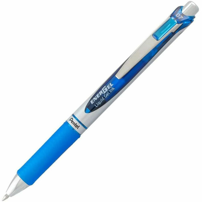 Pentel EnerGel Gel Pen - Refillable - Retractable - Sky Blue Ink - Liquid Gel Ink - Stainless Steel Barrel - Writing