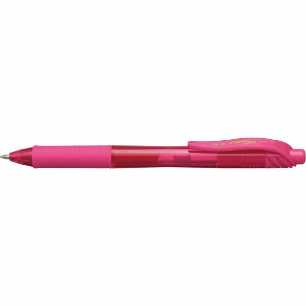 EnerGel EnerGel X 0.7mm BL107 - 0.7 mm (0.03"), Medium Pen Point - Refillable - Retractable - Pink Ink - Liquid Gel Ink - Pink Barrel - Metal Tip - Writing - 1 / Piece