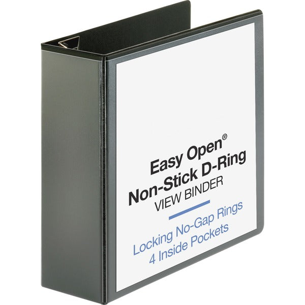 Business Source Locking D-Ring View Binder - 4" (101.60 mm) Binder Capacity - Letter - 8 1/2" (215.90 mm) x 11" (279.40 mm) Sheet Size - 775 Sheet Capacity - Fastener: D-Ring - Pocket: 4, Inside Front & Back - Polypropylene, Chipboard - Black - Recycled -