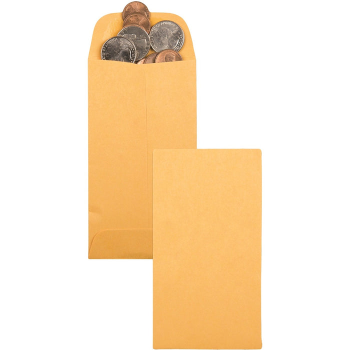 Supremex Coin Envelopes - Coin - #1 - 3 1/2" (88.90 mm) Width x 2 1/4" (57.15 mm) Length - 24 lb (10886.22 g) - Gummed - Golden - Kraft - 500 / Box