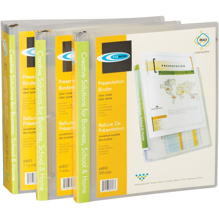 VLB Presentation Binder - 2" (50.80 mm) Binder Capacity - Letter - 8 1/2" (215.90 mm) x 11" (279.40 mm) Sheet Size - Pocket: Front - Poly - Clear - Spine Label - 1 Each