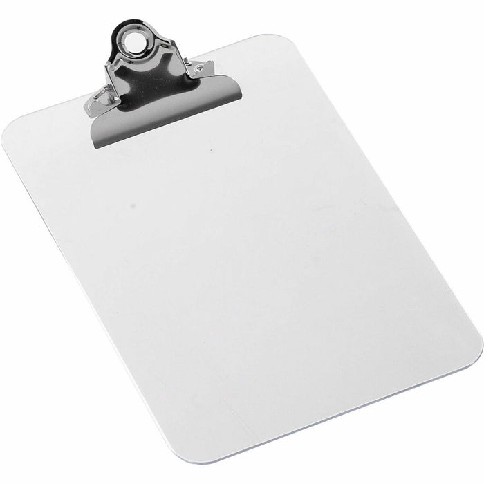 Business Source Plastic Clipboard - 6" (152.40 mm) x 9" (228.60 mm) Sheet Size - Spring Clip - Plastic - Clear - 1 Each