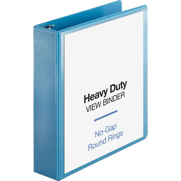 Business Source Premium Round Ring View Binder - 2" Binder Capacity - Letter - 8 1/2" x 11" Sheet Size - 475 Sheet Capacity - Round Ring Fastener(s) - 2 Internal Pocket(s) - Polypropylene, Board, Chipboard - Light Blue - Wrinkle-free, Non-glare, Transfer