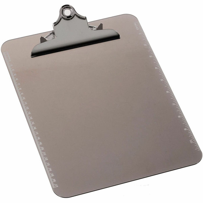 Business Source Spring Clip Plastic Clipboard - 8 1/2" (215.90 mm) x 11" (279.40 mm) Sheet Size - Spring Clip - Plastic - Smoke - 1 Each