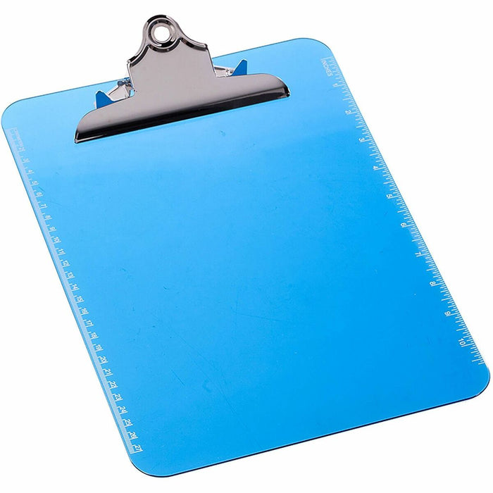 Business Source Spring Clip Plastic Clipboard - 8 1/2" (215.90 mm) x 11" (279.40 mm) Sheet Size - Spring Clip - Plastic - Blue - 1 Each