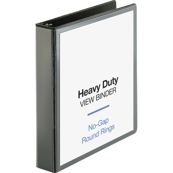 Business Source Premium Round Ring View Binder - 1 1/2" (38.10 mm) Binder Capacity - Letter - 8 1/2" (215.90 mm) x 11" (279.40 mm) Sheet Size - 350 Sheet Capacity - Fastener: Round Ring - Pocket: 2, Internal - Polypropylene, Chipboard - Black - Wrinkle-fr
