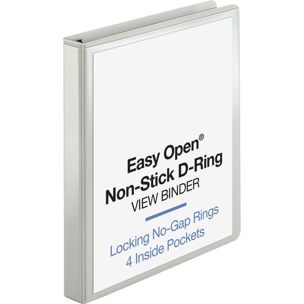 Business Source Locking D-Ring View Binder - 1" (25.40 mm) Binder Capacity - Letter - 8 1/2" (215.90 mm) x 11" (279.40 mm) Sheet Size - 200 Sheet Capacity - Fastener: D-Ring - Pocket: 4, Inside Front & Back - Polypropylene, Chipboard - White - Recycled -