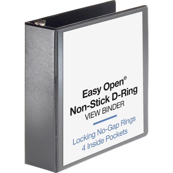 Business Source Locking D-Ring View Binder - 3" (76.20 mm) Binder Capacity - Letter - 8 1/2" (215.90 mm) x 11" (279.40 mm) Sheet Size - 650 Sheet Capacity - Fastener: D-Ring - Pocket: 4, Inside Front & Back - Polypropylene, Chipboard - Black - Recycled -
