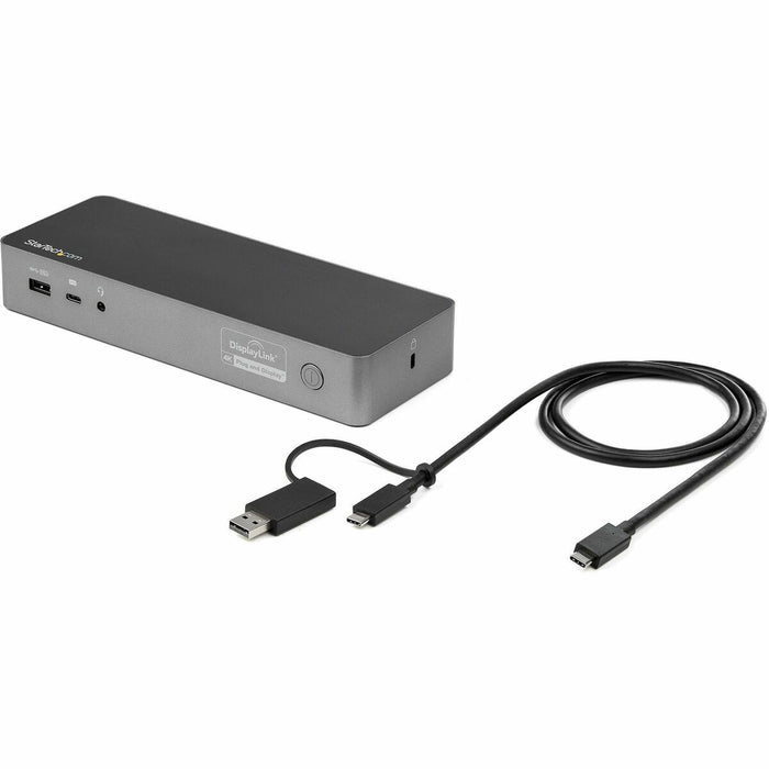 StarTech.com Universal Laptop Docking Station, Hybrid USB-C & USB-A Dock, Dual 4K DP & HDMI, 60W PD, Mac / Windows / Chrome OS, GbE - Docking station for USB-C, USB-A laptops - Works w/ Windows, macOS, Ubuntu, ChromeOS - Dual monitors on base M-Series Mac