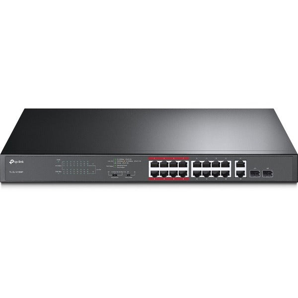 TP-Link 16-Port 10/100Mbps + 2-Port Gigabit Unmanaged PoE Switch - 16 Ports - Fast Ethernet - 10/100Base-T - 2 Layer Supported - Modular - 2 SFP Slots - 15 W Power Consumption - 250 W PoE Budget - Twisted Pair, Optical Fiber - PoE Ports - 1U High - Rack-m