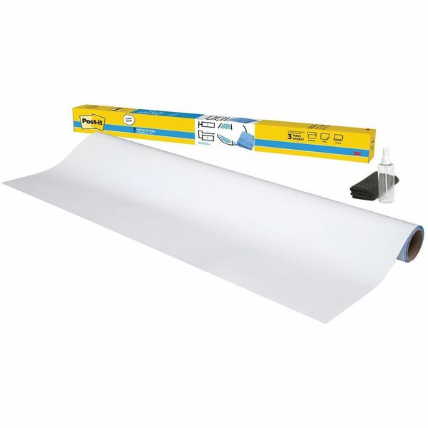 Post-it&reg; Flex Write Surface, FWS8x4, 8 ft x 4 ft (2.44 m x 1.22 m), 1 per pack - White Polyester Surface - White Sheet Color - Rectangle - Tabletop - 96" (2438.40 mm) Length x 48" (1219.20 mm) Width - Easy Peel, Self-stick, Wipe-off, Easy to Clean, Re