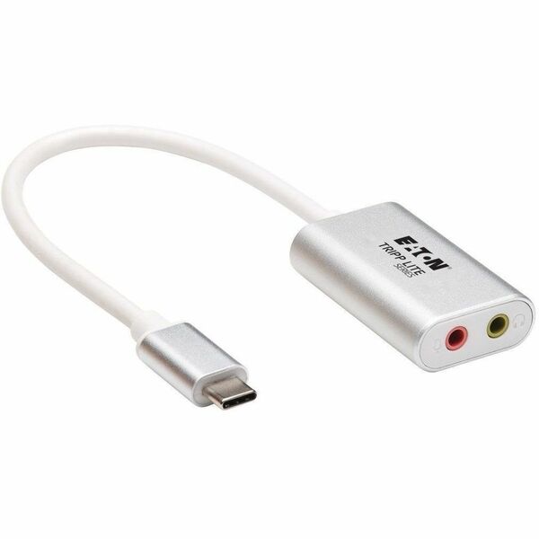 Tripp Lite series USB-C to 3.5 mm Stereo Audio Adapter - USB 2.0, Silver - 7.9" (200 mm) Mini-phone/USB Audio Cable for Audio Device, Tablet, PC, Notebook, MacBook, Chromebook, Ultrabook, Smartphone, Microphone, Headphone, Speaker, ... - First End: 1 x US