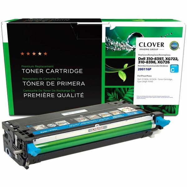CIG Remanufactured High Yield Laser Toner Cartridge Dell 310-8094, Dell 310-8095, Dell 310-8397, Dell 310-8398, Dell XG722, Dell XG726 - Cyan - 1 Each - 8,000 Pages