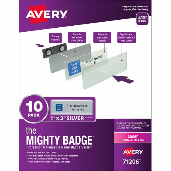 The Mighty Badge&reg; Mighty Badge Professional Reusable Name Badge System - Silver