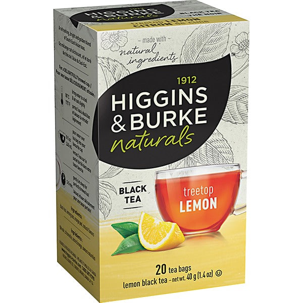 Higgins & Burke Naturals Lemon Tea Black Tea - Black Tea - 0 oz (1.10 g) Per Bag - 20 / Box