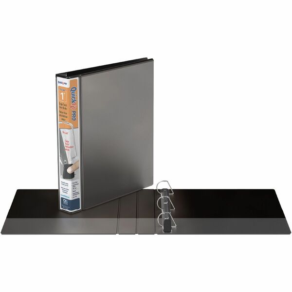 QuickFit PRO Heavy-Duty Single-Touch View Binder, Locking D Rings, 1 Inch, Black - 1" (25.40 mm) Binder Capacity - Letter - 8 1/2" (215.90 mm) x 11" (279.40 mm) Sheet Size - 225 Sheet Capacity - 3 x 1" (25.40 mm) Ring(s) - Fastener(s): D-Ring - Pocket(s):