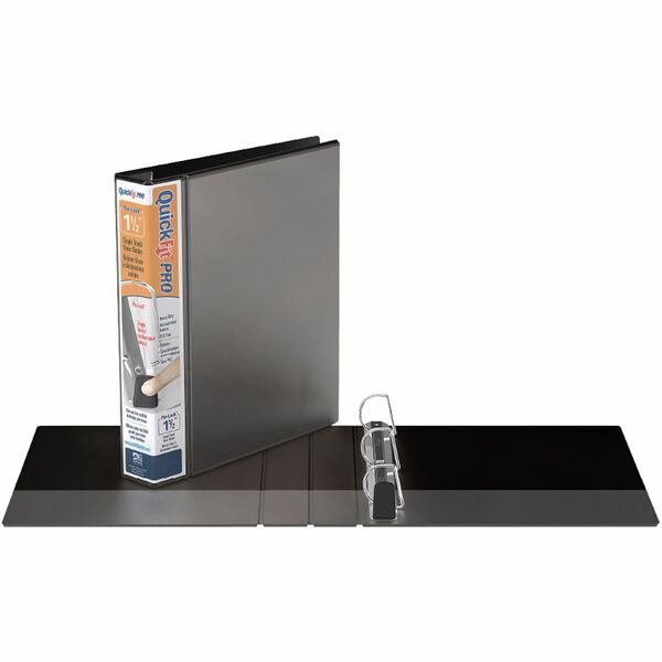QuickFit PRO Heavy-Duty Single-Touch View Binder, Locking D Rings, 1.5 Inch, Black - 1 1/2" (38.10 mm) Binder Capacity - Letter - 8 1/2" (215.90 mm) x 11" (279.40 mm) Sheet Size - 350 Sheet Capacity - 3 x 1.50" (38.10 mm) Ring - Fastener: D-Ring - Pocket: