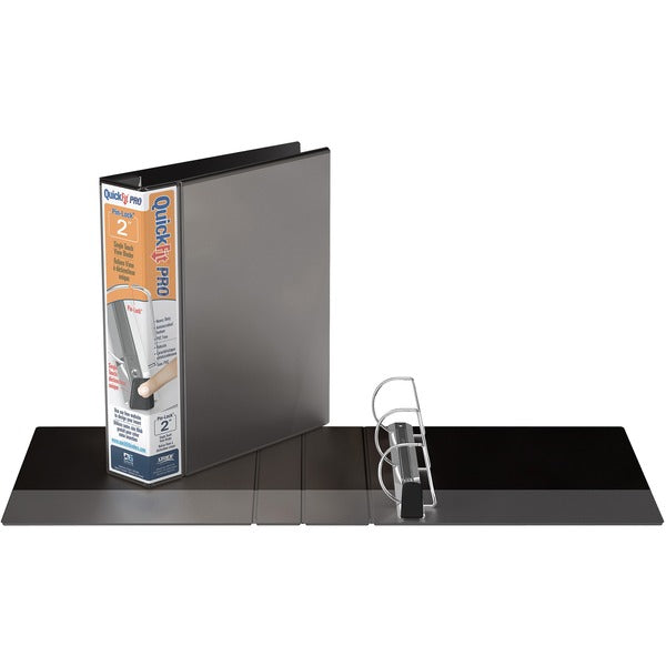 QuickFit PRO Single Touch View Binder - 2" (50.80 mm) Binder Capacity - Letter - 8 1/2" (215.90 mm) x 11" (279.40 mm) Sheet Size - 500 Sheet Capacity - Fastener(s): D-Ring - Pocket(s): Inside Front & Back - Polypropylene - Black - Recycled - Space Saving,
