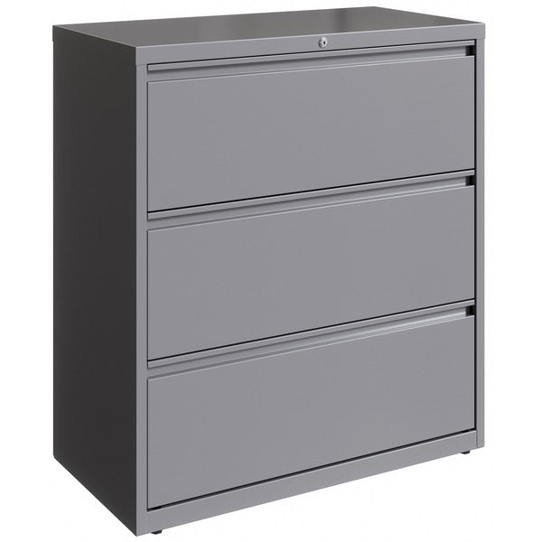 Lorell Fortress Series Lateral File - 36" (914.40 mm) Width x 18.6" (472.95 mm) Depth x 40.3" (1022.35 mm) Height - 3 x Drawer(s) for File - Letter, Legal, A4 - Hanging Rail, Magnetic Label Holder, Locking Drawer, Locking Bar, Ball Bearing Slide, Reinforc