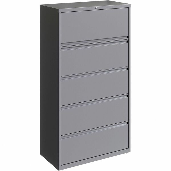 Lorell Fortress Series Lateral File - 36" (91.44 cm) Width x 18.62" (47.29 cm) Depth x 67.62" (171.75 cm) Height - 5 x Drawer(s) for File - Letter, Legal, A4 - Lateral - Hanging Rail, Magnetic Label Holder, Locking Drawer, Locking Bar, Ball Bearing Slide,