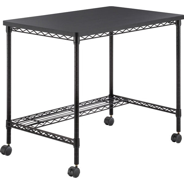 Safco Mobile Wire Desk - Melamine, Black - 35.8" Table Top Width x 24" Table Top Depth - 30.8" Height - Assembly Required - Black - 1 Each