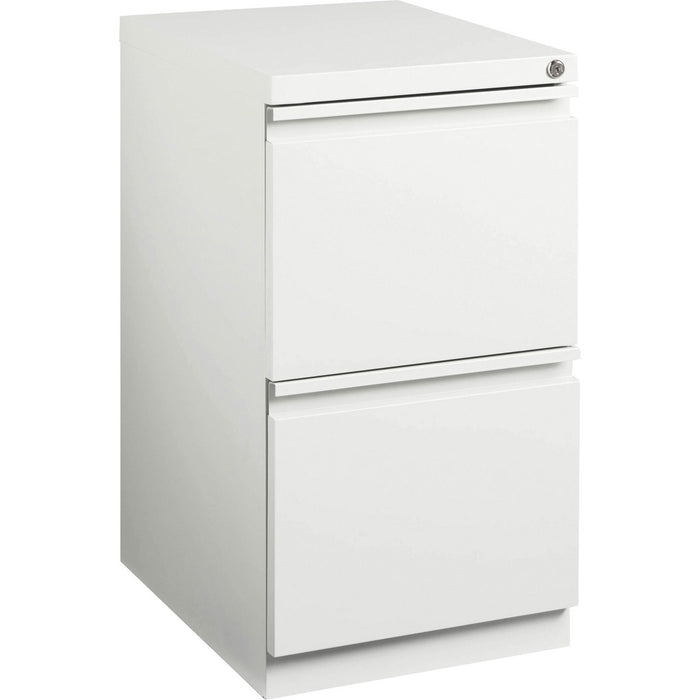 Lorell 20" File/File Mobile File Cabinet with Full-Width Pull - 15" (38.10 cm) Width x 19.88" (50.48 cm) Depth x 27.75" (70.48 cm) Height for File - Letter - Mobility, Ball-bearing Suspension, Removable Lock, Pull-out Drawer, Recessed Drawer, Casters, Key