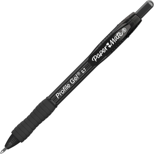 Paper Mate Profile Gel 0.7mm Retractable Pen - 0.7 mm (0.03") Pen Point - Retractable - Black Ink - 12 / Pack