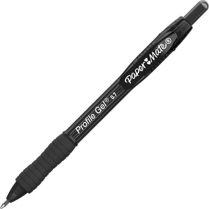 Paper Mate Profile Gel 0.7mm Retractable Pen - Retractable - Black Ink - 1 Dozen