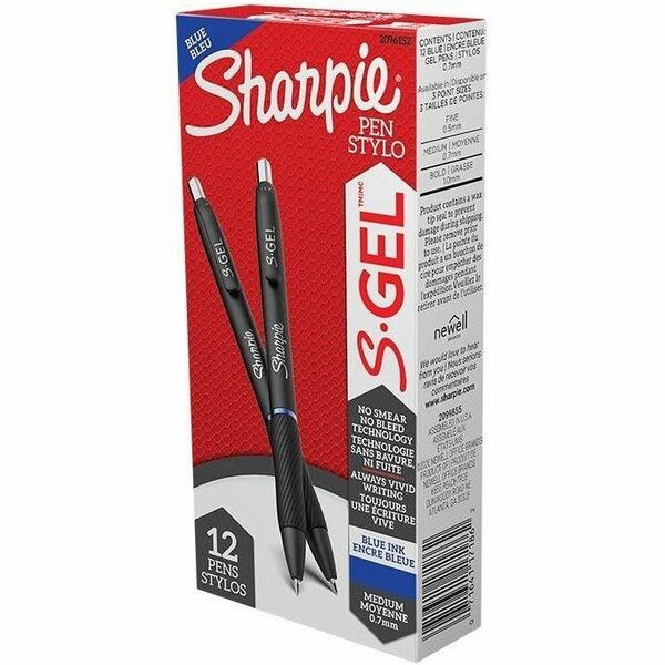 Sharpie S-Gel Pens - 0.7 mm (0.03") Pen Point - Retractable - Blue Ink - Gel-based - 1 Dozen