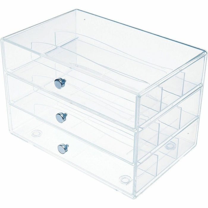 Deflecto 3-Drawer Storage Organizer - 3 Drawer(s) - 7" (177.80 mm) Height x 10" (254 mm) Width x 6.8" (172.72 mm) Depth - Clear - 1 Each