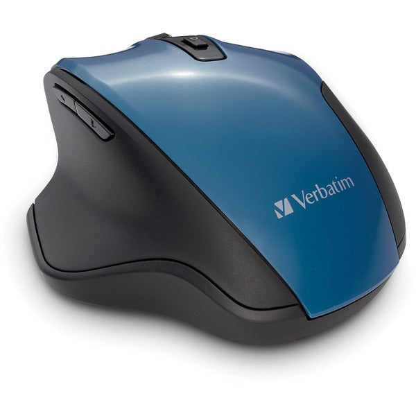 Verbatim Silent Ergonomic Wireless Blue LED Mouse - Dark Teal - Blue LED/Optical - Wireless - Radio Frequency - 2.40 GHz - Dark Teal - USB - 1600 dpi - 6 Button(s) - 1 Each