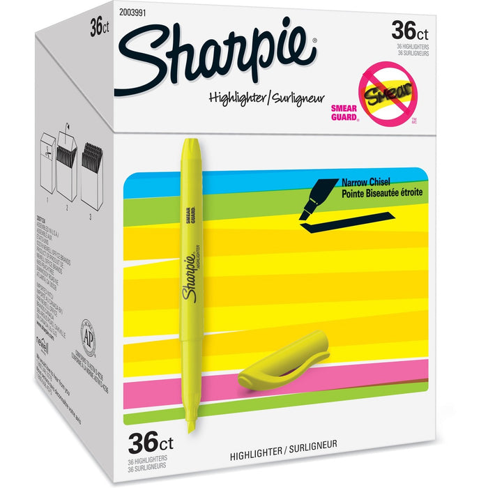 Sharpie Highlighter - Fluorescent Yellow Ink - 36 / Box