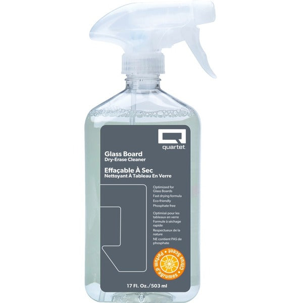 Quartet Glass Board Dry Erase Cleaner Spray - For Dry Erase Board - Spray - 502.75 mL - Orange Scent - Recommended For: Streak Remover, Ink Remover, Dirt Remover, Dust Remover - Streak-free, Quick Drying - Clear - 1 Each