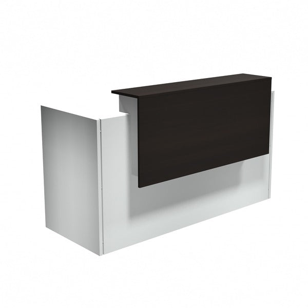 Heartwood Modern Reception Desk - 43.5" (1104.90 mm) Height x 71" (1803.40 mm) Width x 29.5" (749.30 mm) Depth, x 1" (25.40 mm) Thickness Top - Band Edge - Material: Particleboard - Finish: Evening Zen, White - 1 Each